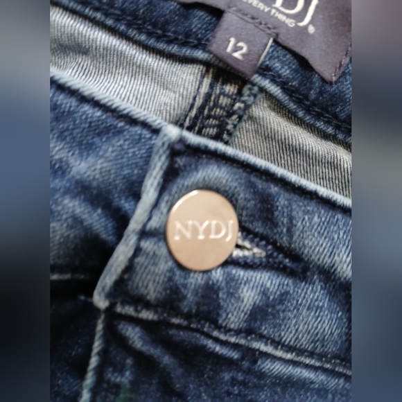NYDJ Jeans Women's jeans Teresa Wideleg Blue Riverwalk wash Raw hem size 12 - Picture 14 of 16